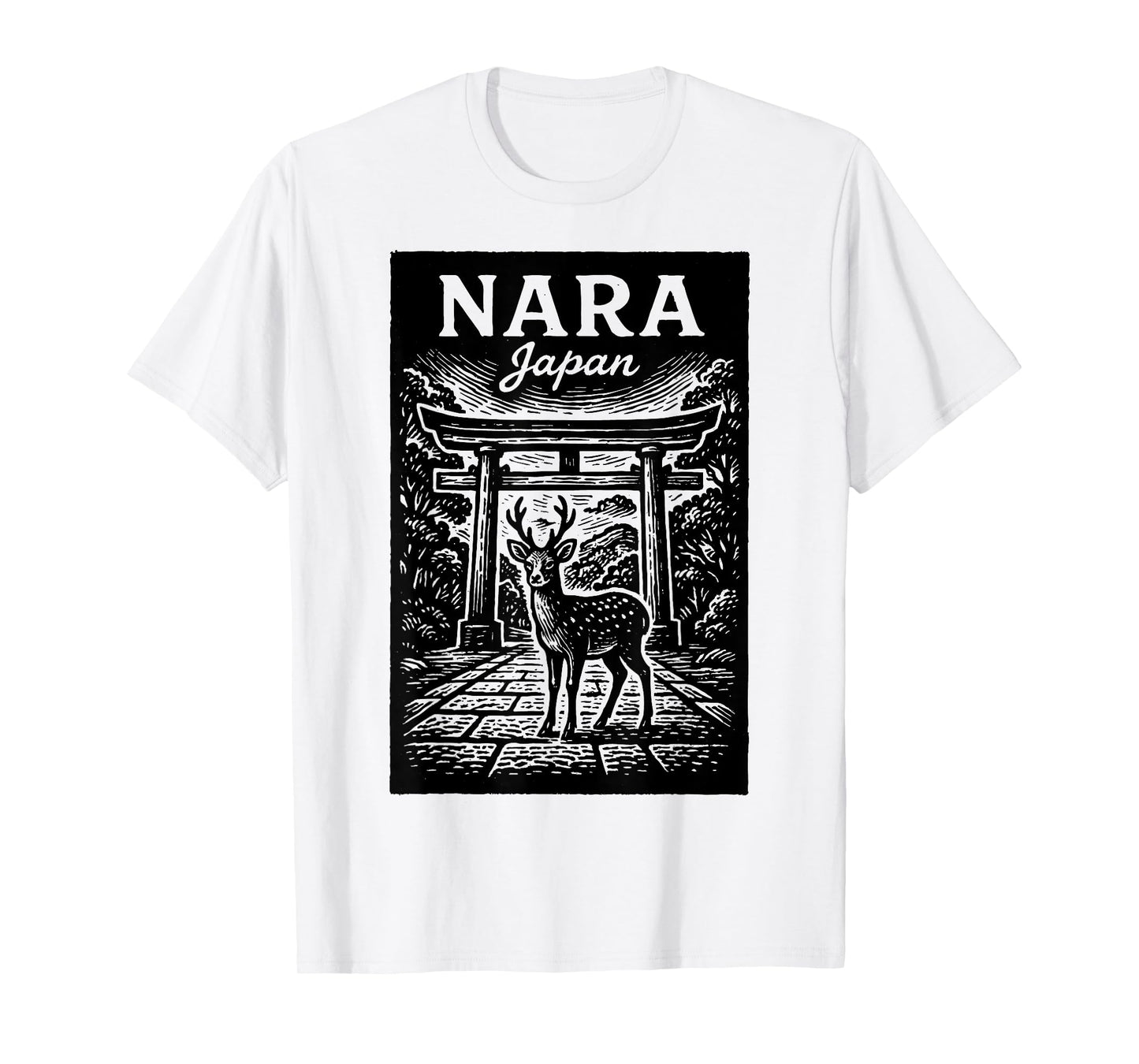 Nara Japan Deer Temple Japanese Travel Nature Architecture T-Shirt