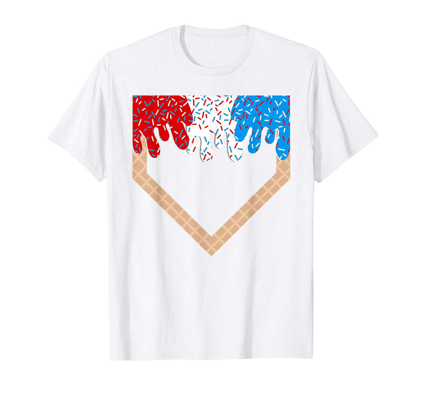 Red White and Blue Baseball Drip Ice Cream Sprinkles Boys T-Shirt