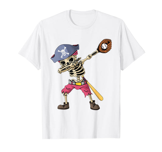 Dabbing Skeleton Baseball Softball Pirate Dab T-Shirt
