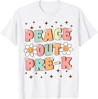 Peace Out Pre-K Cute Groovy Last Day of Preschool Graduation T-Shirt