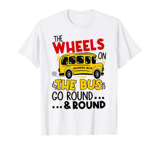 Back To School Funny The WHEELS On The BUS Toddler Kids Boys T-Shirt