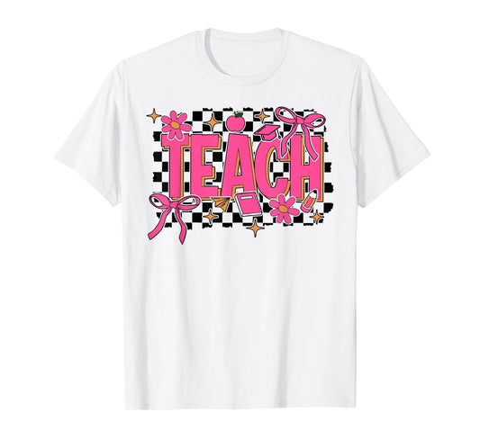 Coquette Bow Teacher Back To School Teacher Life Student Kid T-Shirt
