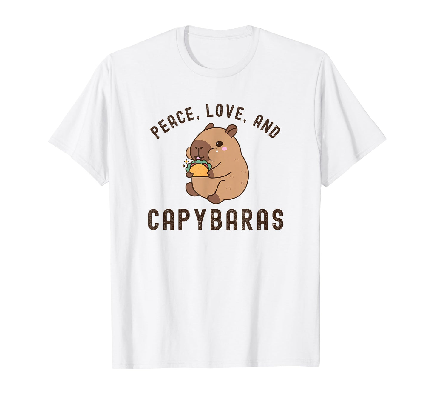 Peace Love and Capybaras Cute Animal Eating Tacos Funny T-Shirt