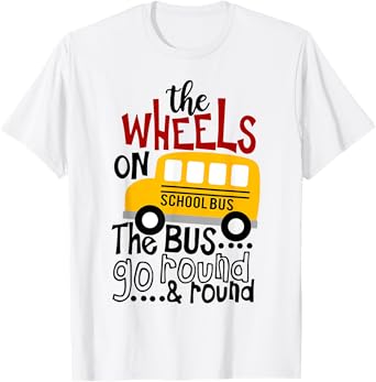 Back To School Funny The WHEELS On The BUS Toddler Kids Boys T-Shirt