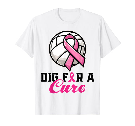 Dig For A Cure Breast Cancer Awareness Volleyball Pink T-Shirt