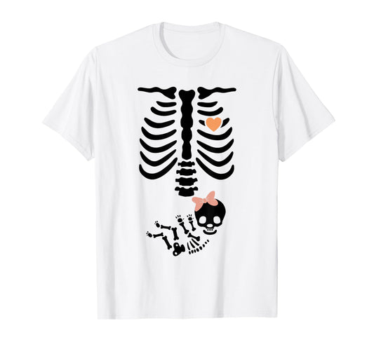Baby Shower Skeleton Halloween Pregnancy Annoucement Girls T-Shirt
