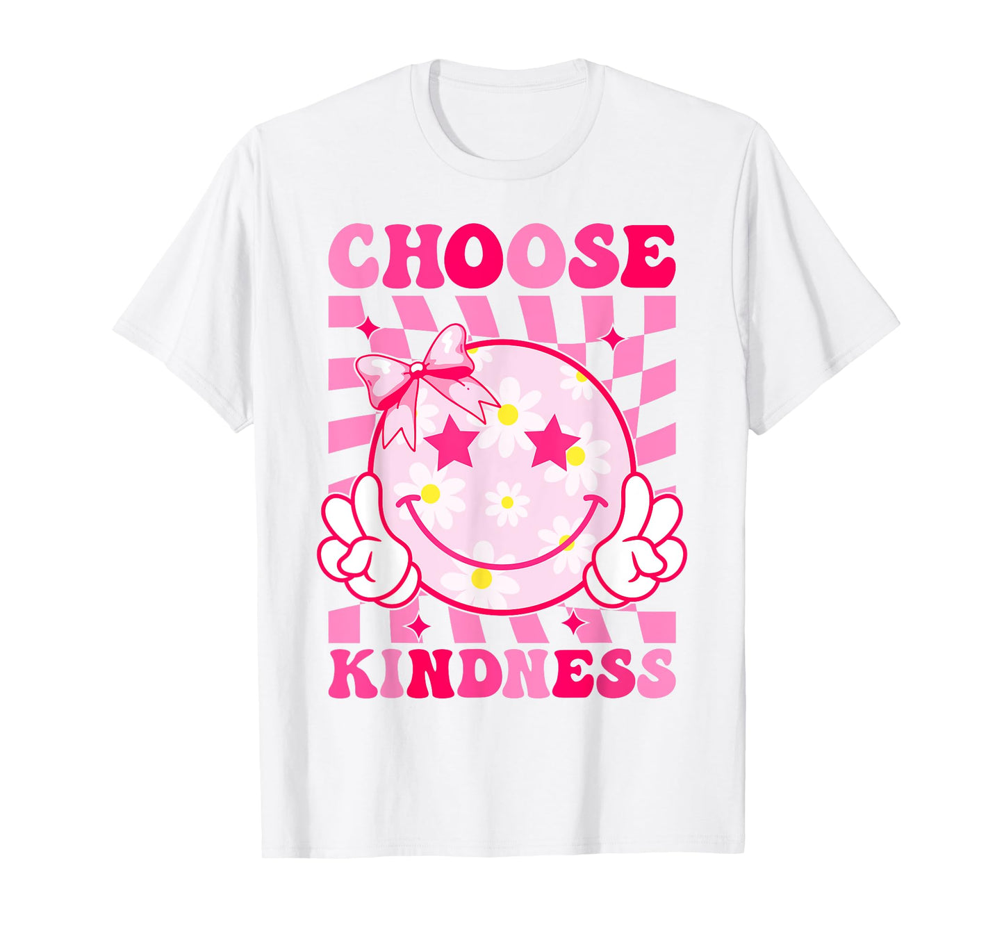 Choose Kindness Smile Face Groovy Be Kind Inspirational Kids T-Shirt