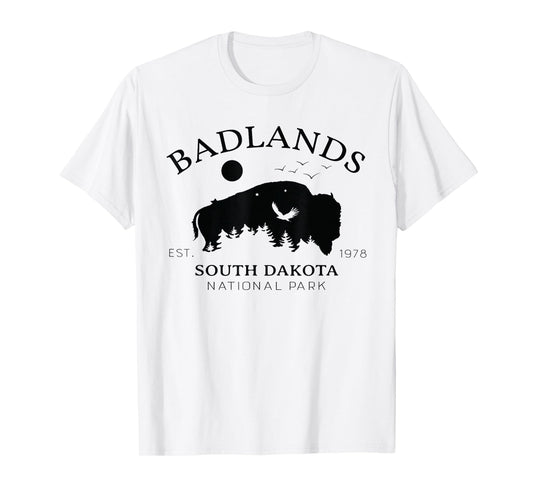 Badlands National Park South Dakota Souvenir Hiking Bison T-Shirt