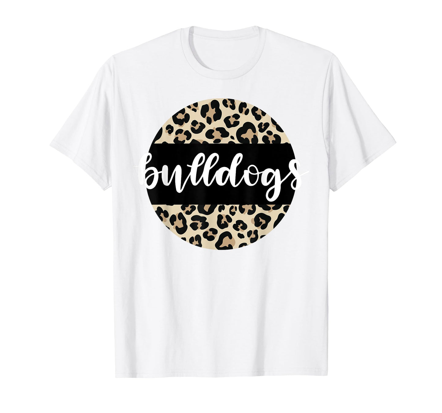 Leopard Print Bulldogs Team Mascot School Spirit Game Night T-Shirt