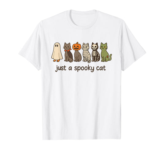 Cute Halloween Cat Ghost Pumpkin Skeleton Just Spokky Cat T-Shirt