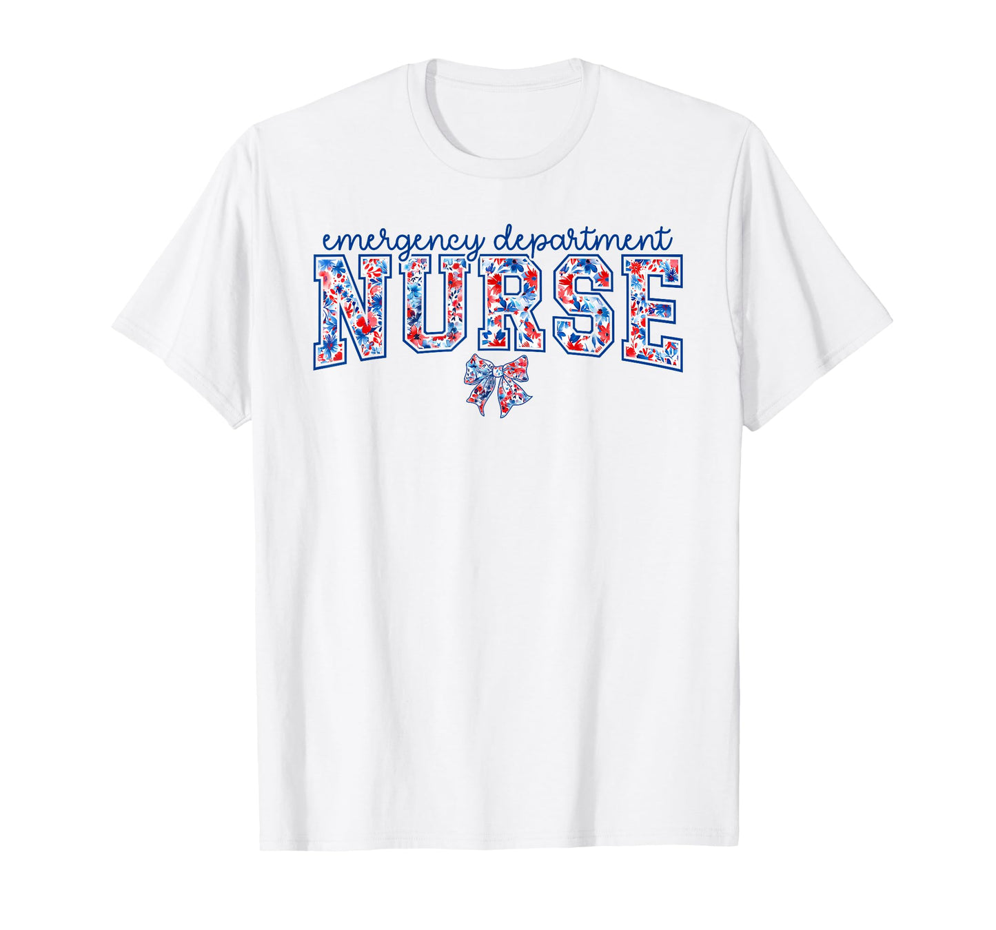 Emergency Department Floral Coquette USA Nurse 4th Of July T-Shirt
