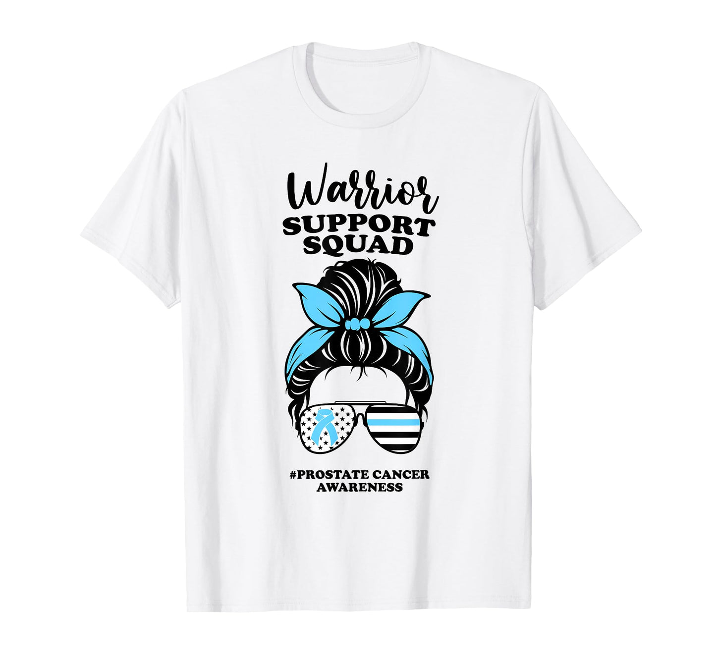Prostate Cancer Awareness Ribbon Messy Bun Support Squad T-Shirt