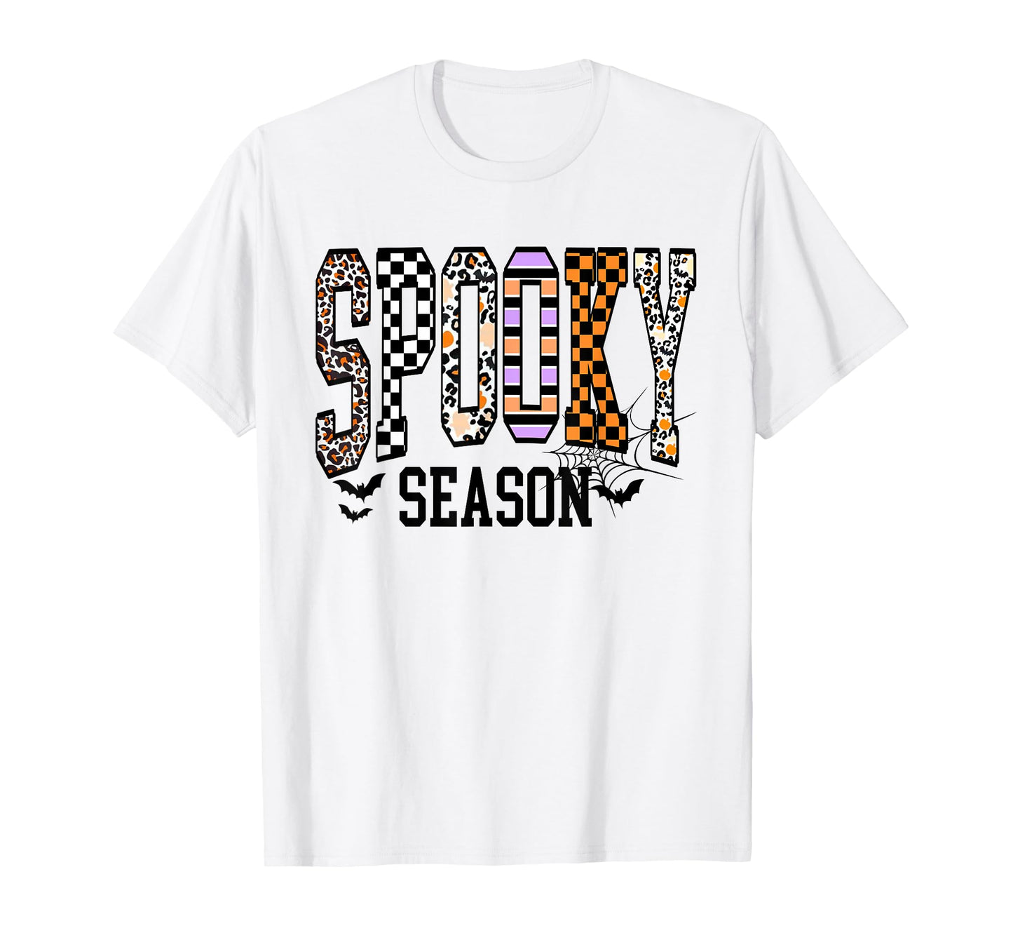 Halloween Spooky Coquette Halloween Leopard Checkered Fall T-Shirt