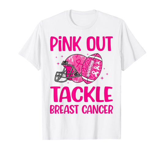 American Football Pink Out Tackle Breast Cancer Awareness T-Shirt