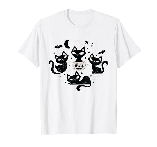 Cute Retro Black Cats Fall Halloween T-Shirt
