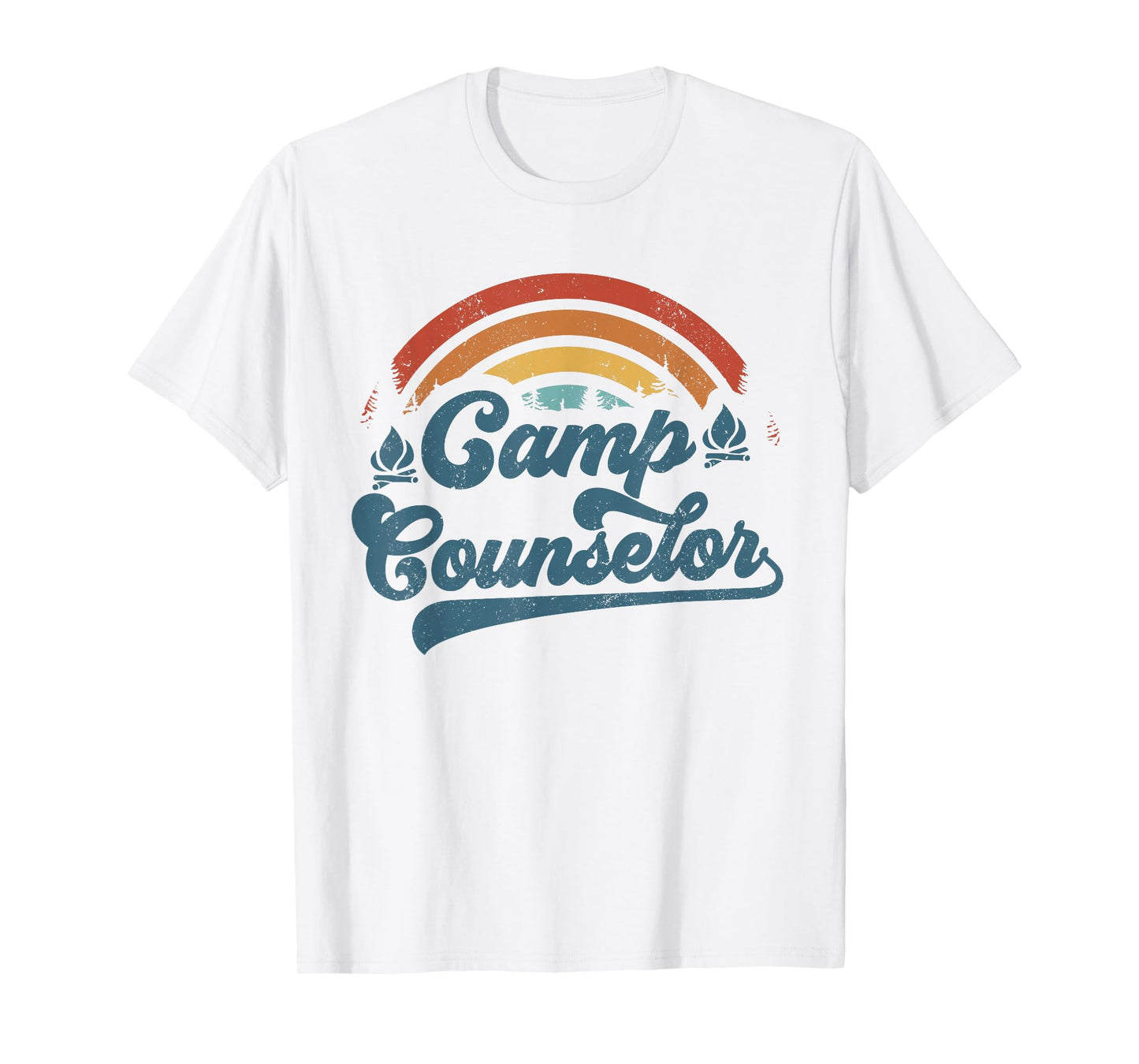 Summer Camp Counselor Staff Groovy Rainbow Camp Counselor T-Shirt