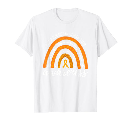Rainbow Orange Ribbon Leukemia Cancer Awareness T-Shirt