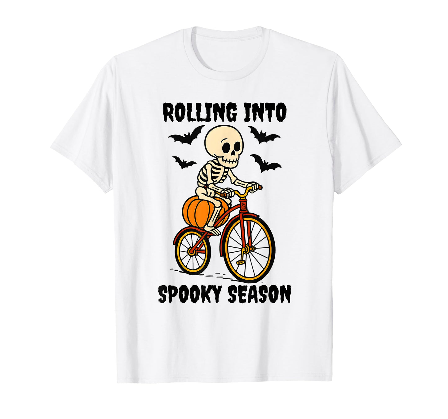 Skeleton On Bike Men Kids Women Cute Halloween T-Shirt