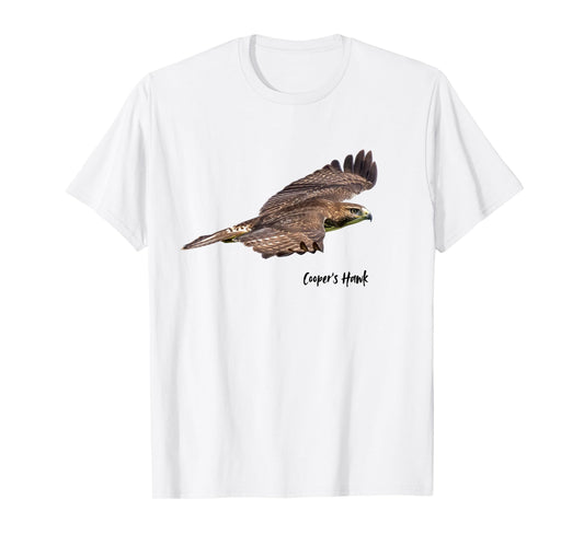 Cooper's Hawk In Flight Graphic Wildlife Birder T-Shirt