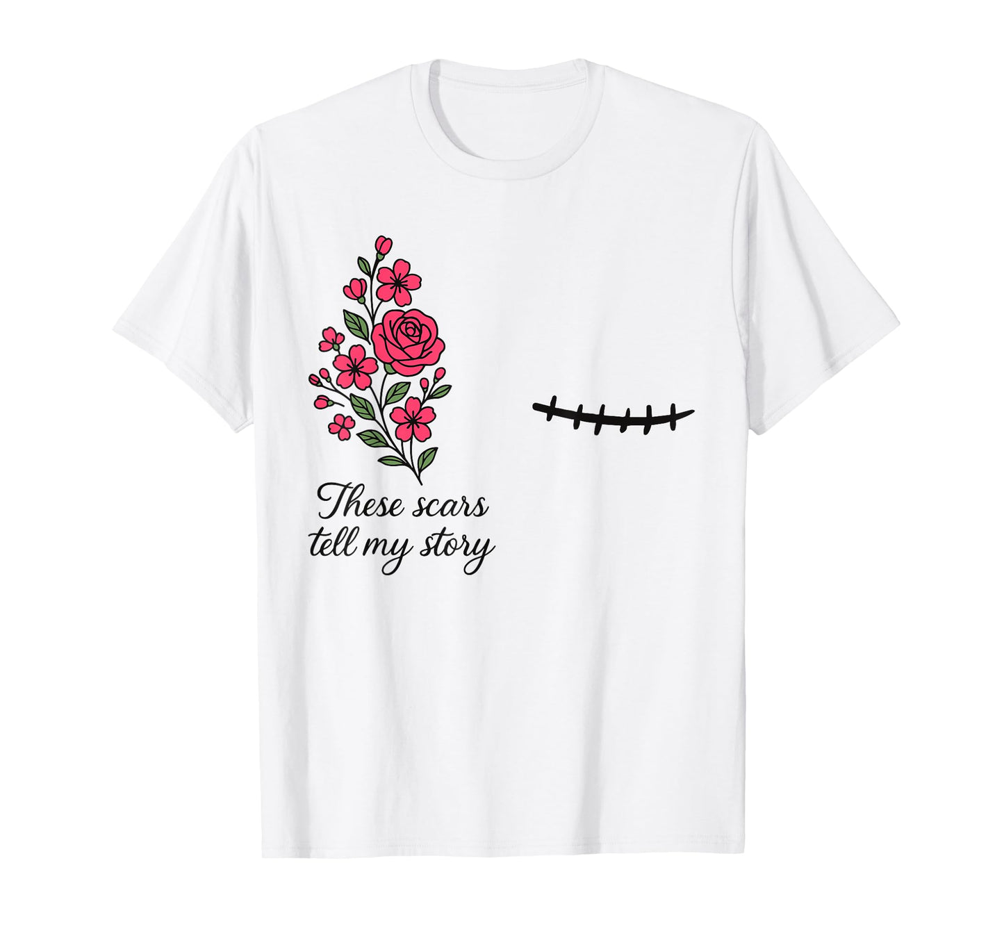 Floral Breast Cancer Awareness Left Mastectomy Survivor T-Shirt