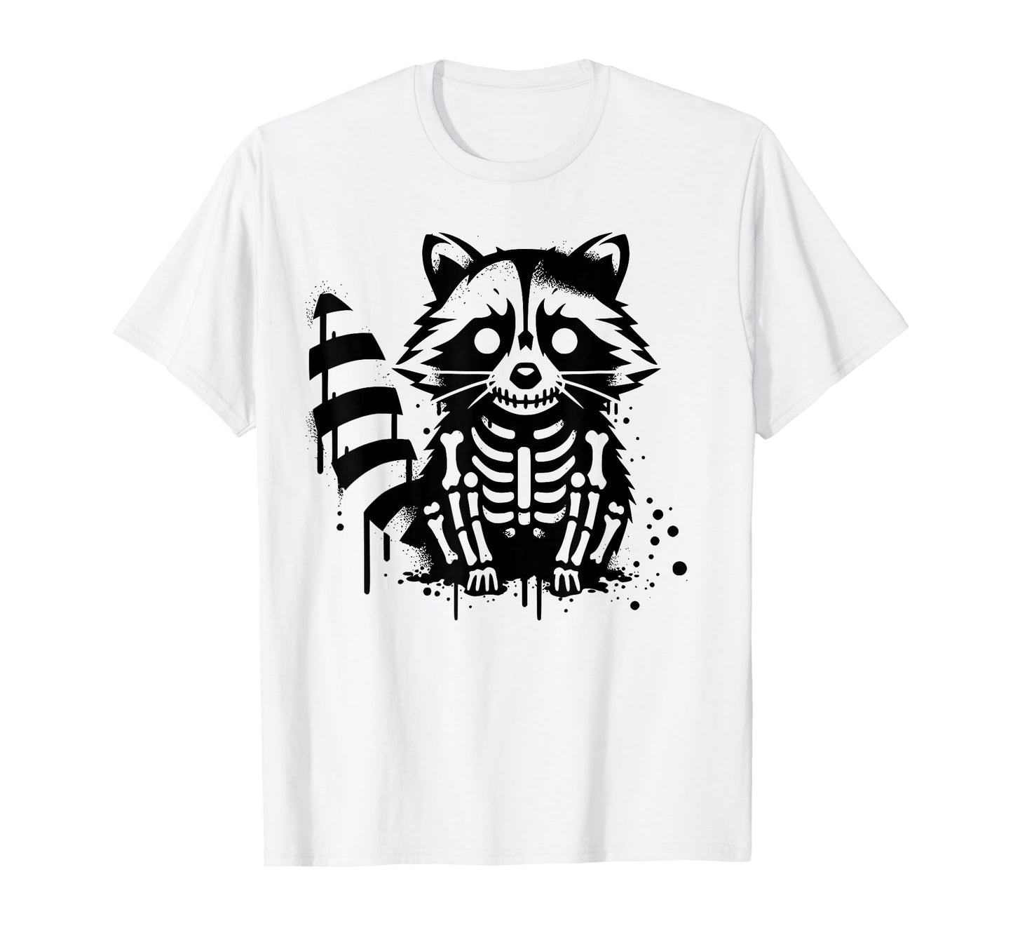 Halloween Skeleton Raccoon Zombie Graffiti Street Art T-Shirt