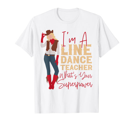 Country Line Dance Dancer HS0 Unisex-Adults White T-Shirt Small