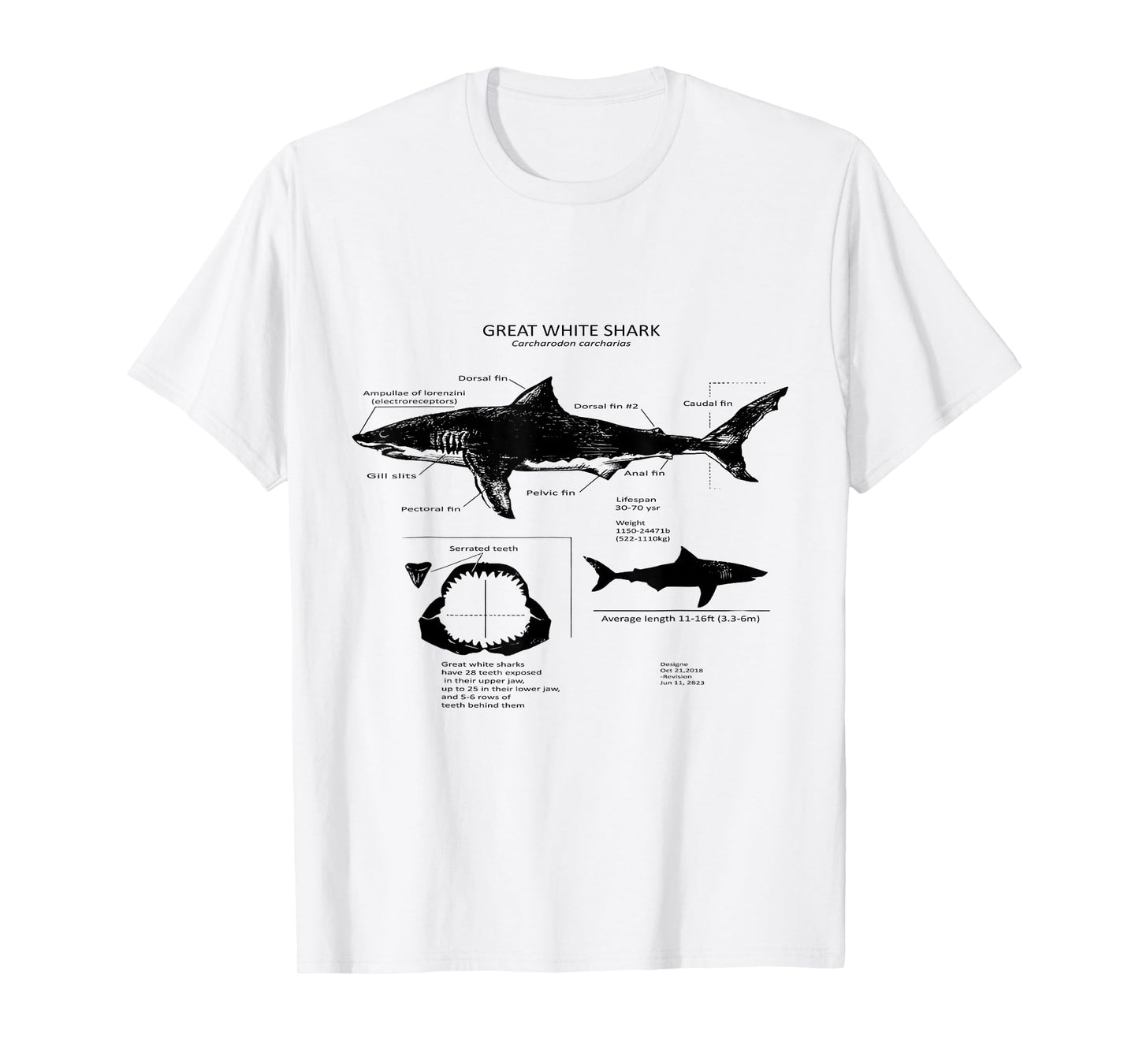 Anatomy Of Great White Shark T-Shirt