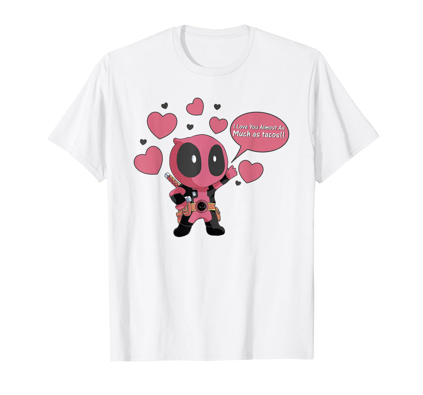 Marvel Deadpool Chibi Taco Love Valentine's Graphic T-Shirt T-Shirt