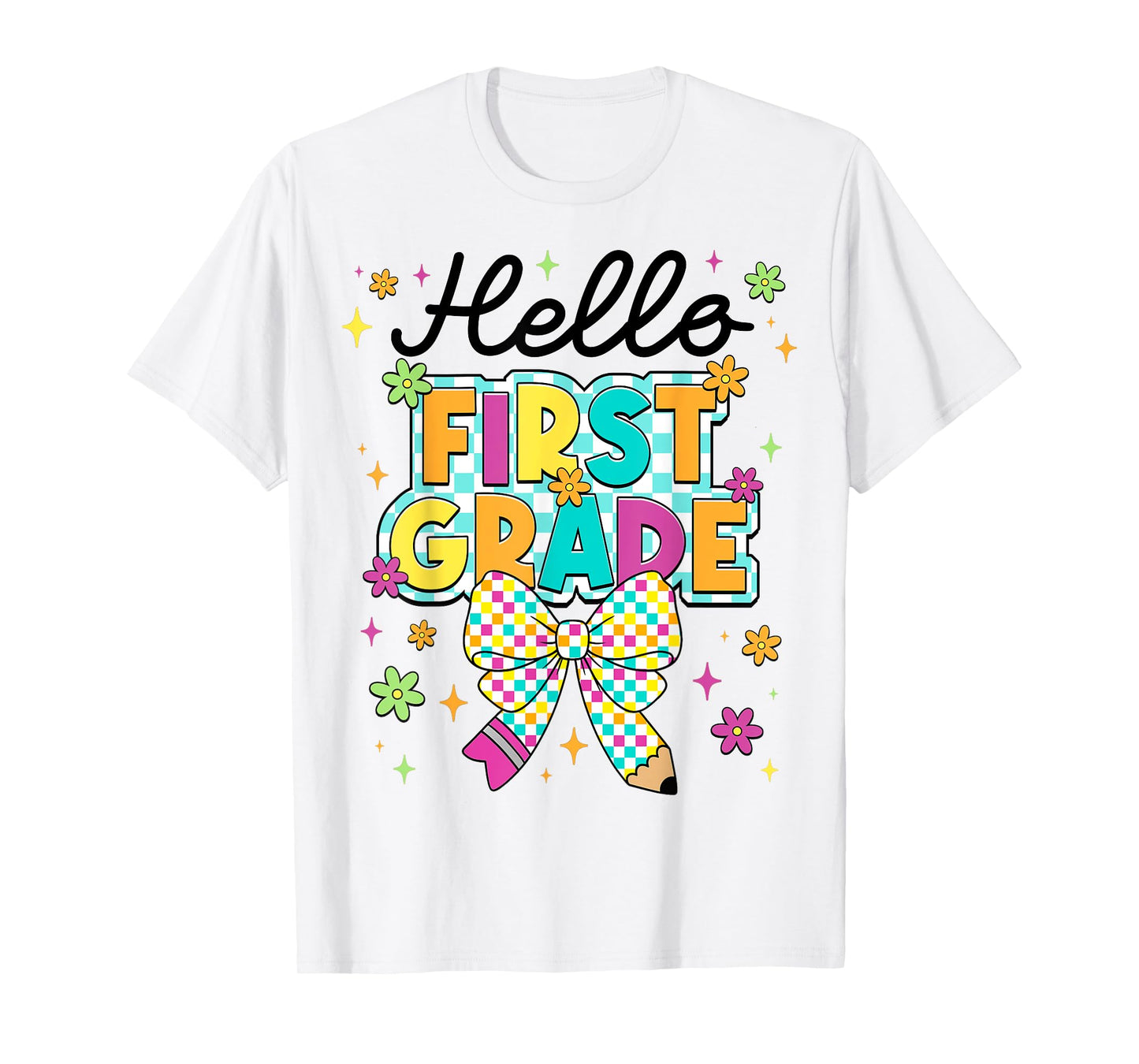 Hello First Grade Coquette First Day Of School Teacher Girl T-Shirt