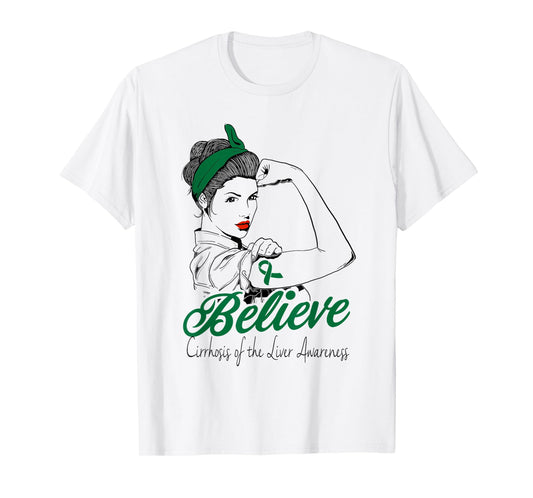 Liver Cirrhosis Unbreakable Green Ribbon Superhero Gift T-Shirt