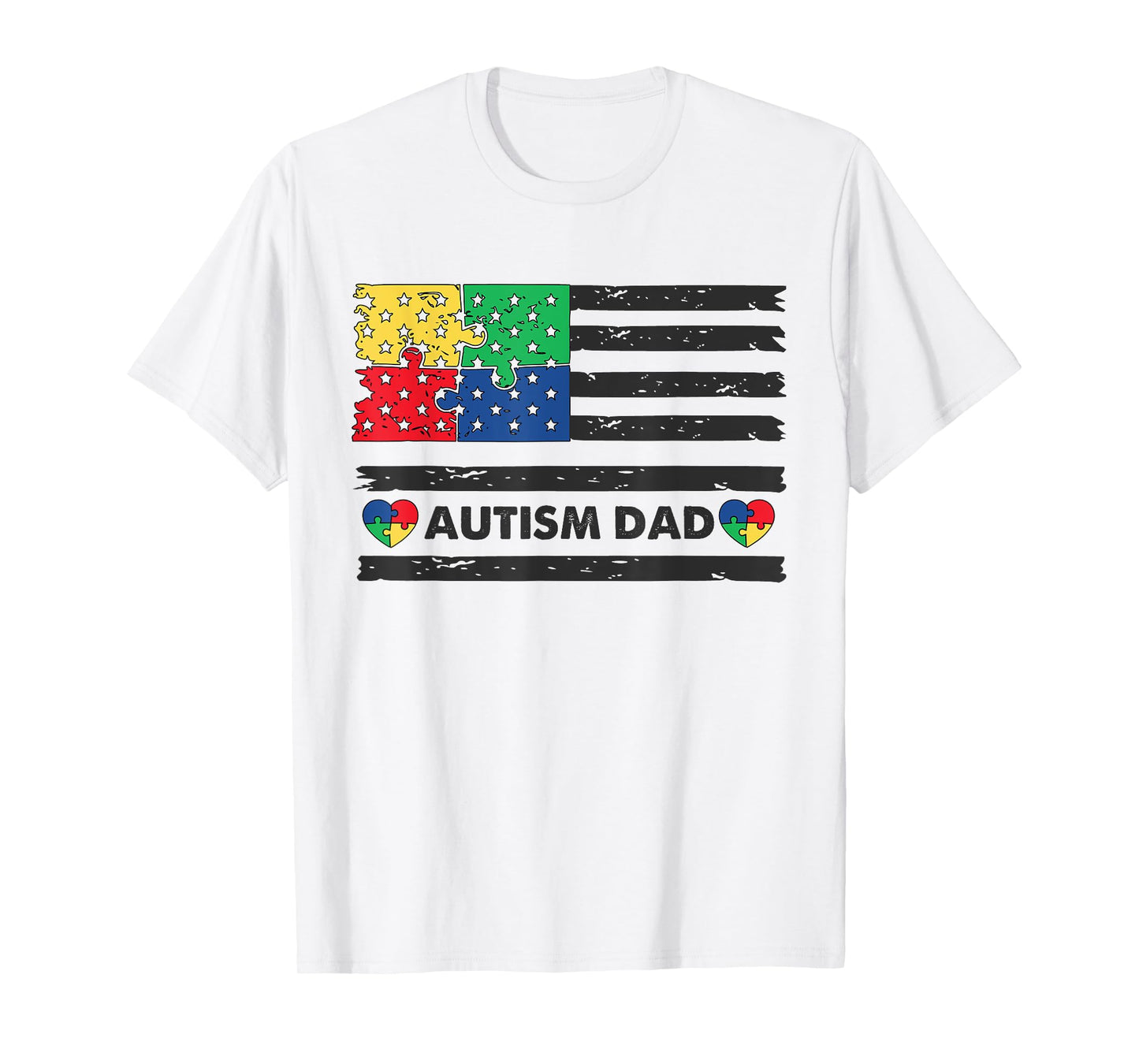 Autism Dad American Flag USA T-Shirt