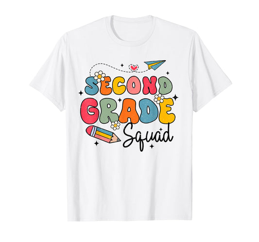 2nd Second Grade Squad Student Teacher Back To School Groovy T-Shirt