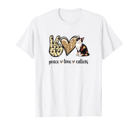Peace Love Calico Cat Lover T-Shirt