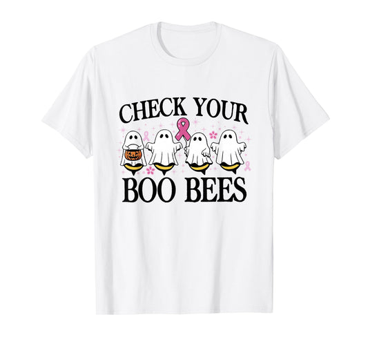 Check Your Boo Bees Funny Breast Cancer T-Shirt