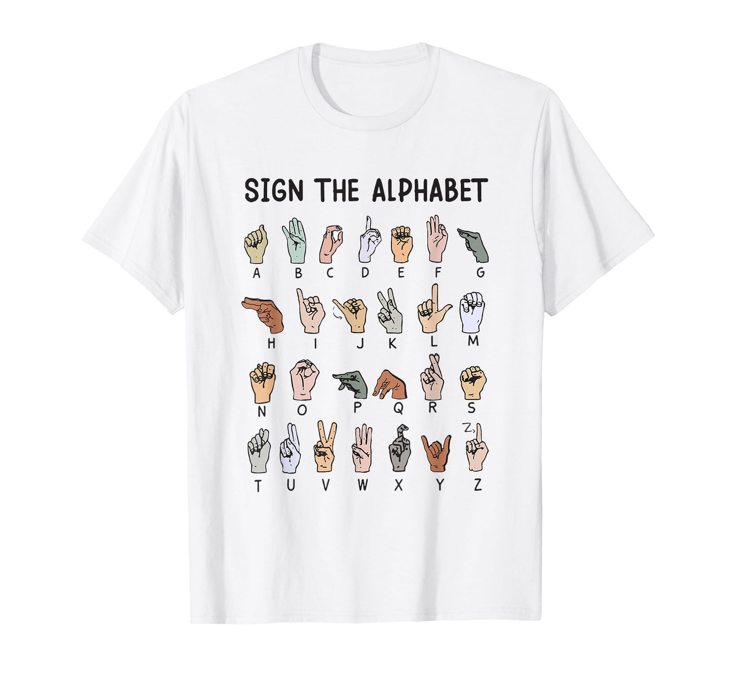 ASL American Sign Language, Alphabet Inclusive Sign ABCs T-Shirt