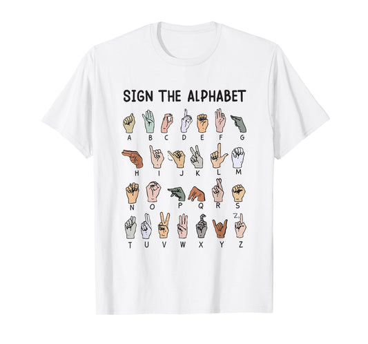 ASL American Sign Language, Alphabet Inclusive Sign ABCs T-Shirt