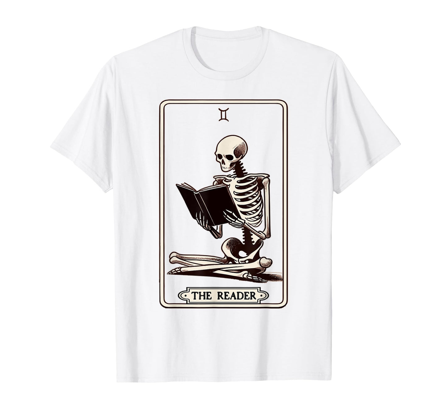 The Reader Tarot Card Funny Book Lover Skeleton Reading Book T-Shirt