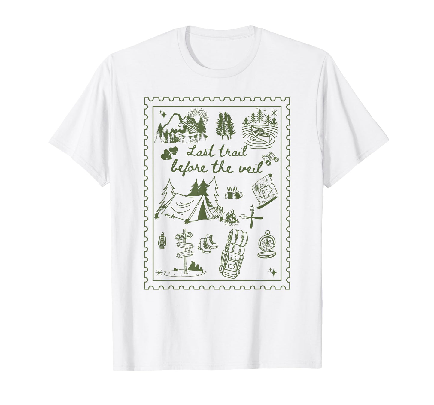 Last Trail Before The Veil Camp Bachelorette Party Matching T-Shirt