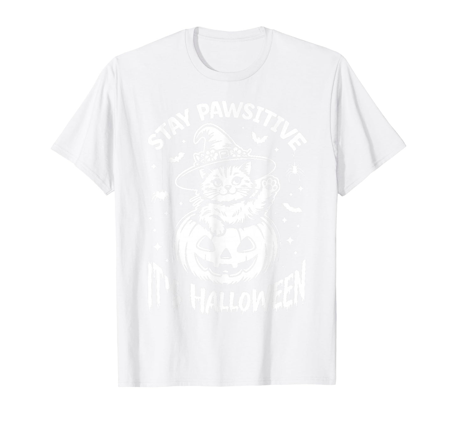 Stay Pawsitive, it’s Halloween Cute Black Cat Witch Pumpkin T-Shirt