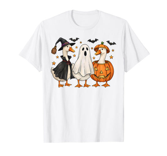 Cute Duck Boo Funny Spooky Goose Halloween Fall Pumpkin T-Shirt