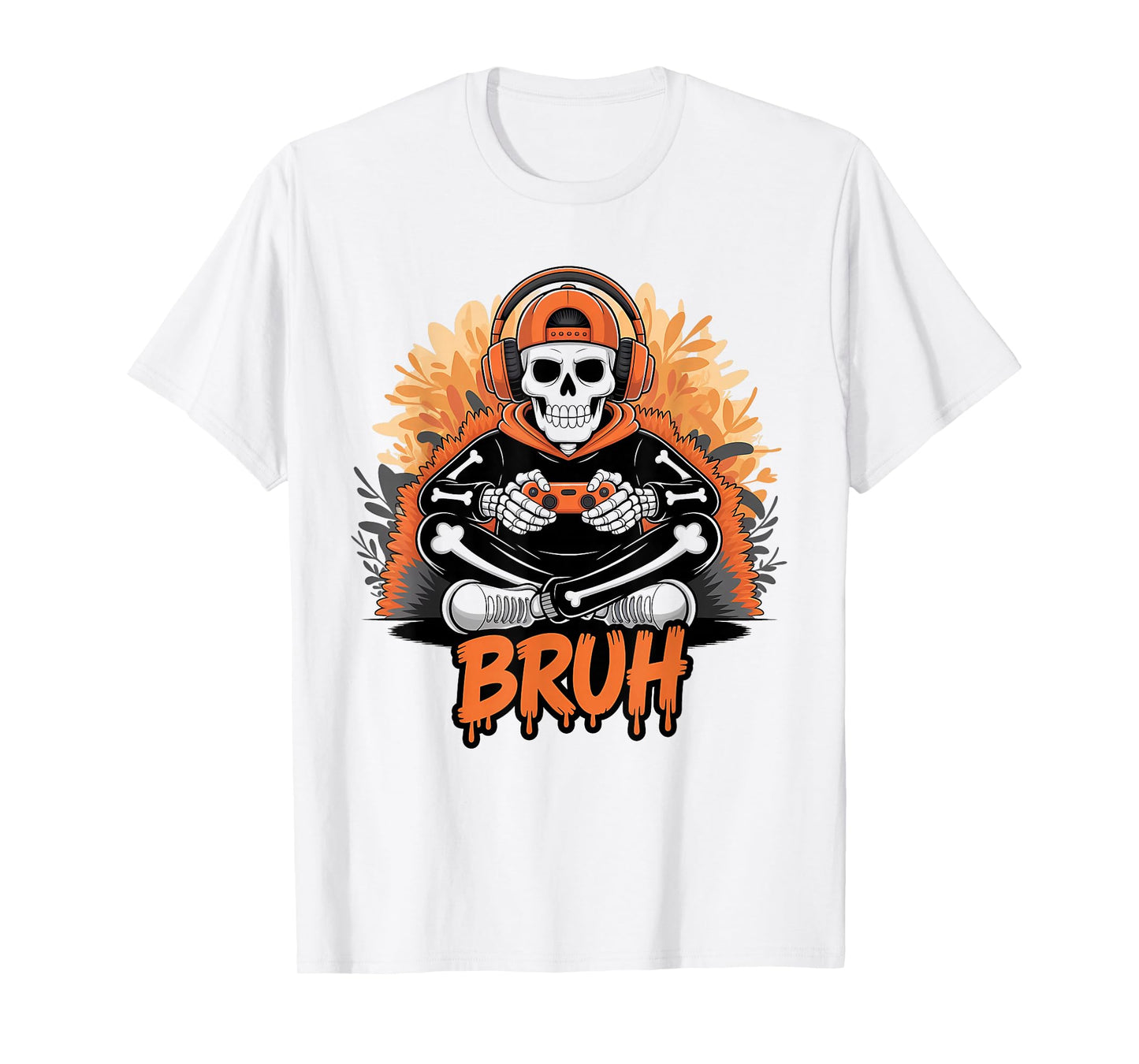 Halloween Skeleton Video Gaming Gamer Youths Men Teens T-Shirt