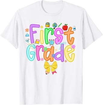 Back To School First Grade Girls Coquette Bow 1st Grade Kids T-Shirt