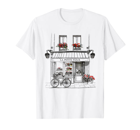 Cute French Flower Shop Paris France Line Drawing Souvenir T-Shirt