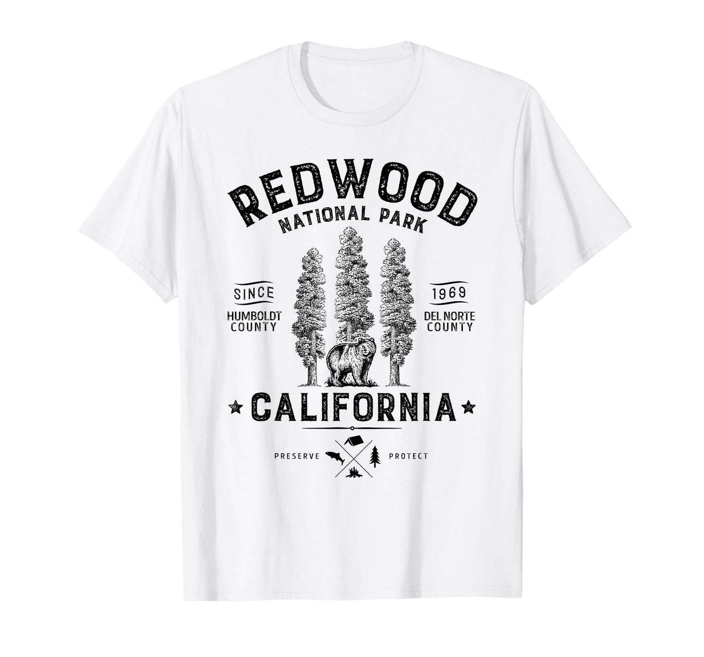 Redwood National Park T Shirt Vintage California Bear Gifts T-Shirt