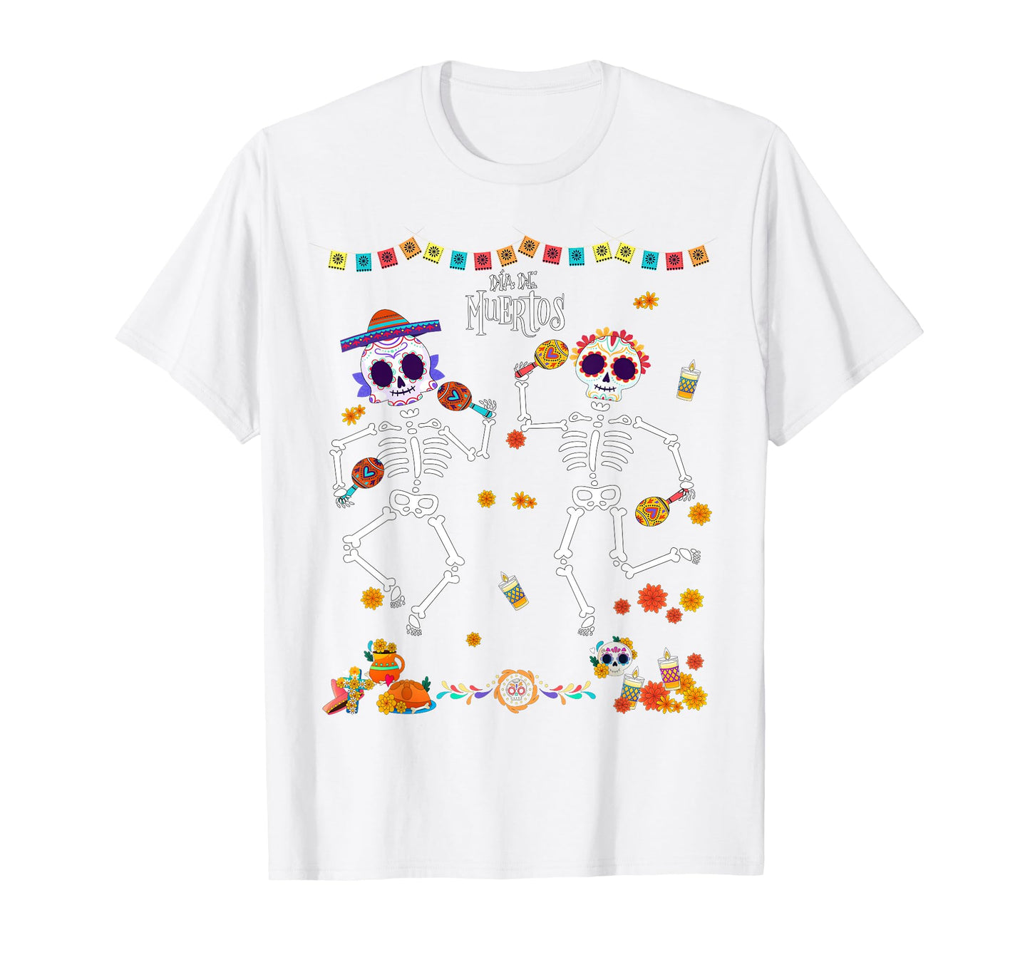 Mexican Mens Dia De Los Muertos Skeleton Dancing Kids Boys T-Shirt