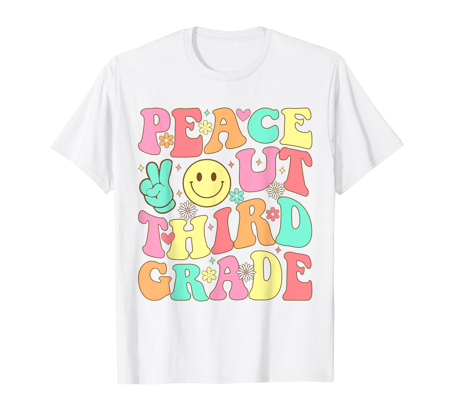 Peace Out Third Grade Groovy 3rd Grade Last day of school T-Shirt