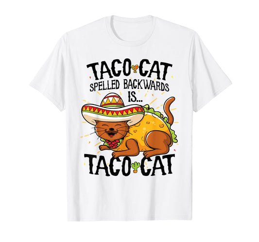 Cute Cat Tshirt, Tacocat Spelled Backwards is Taco Cat Shirt Men Women Kids T-Shirt