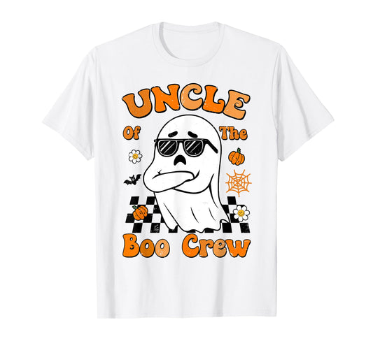 Uncle Of The Boo Crew Groovy Retro Family Halloween Funny T-Shirt