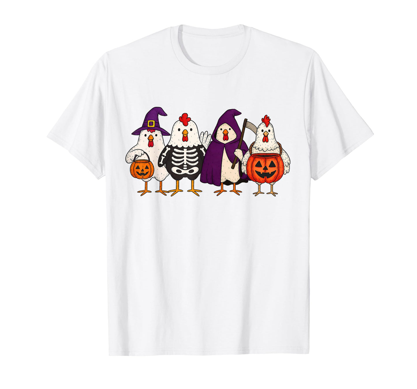 Chick Or Treat Funny Farm Animals Chicken Halloween Costume T-Shirt