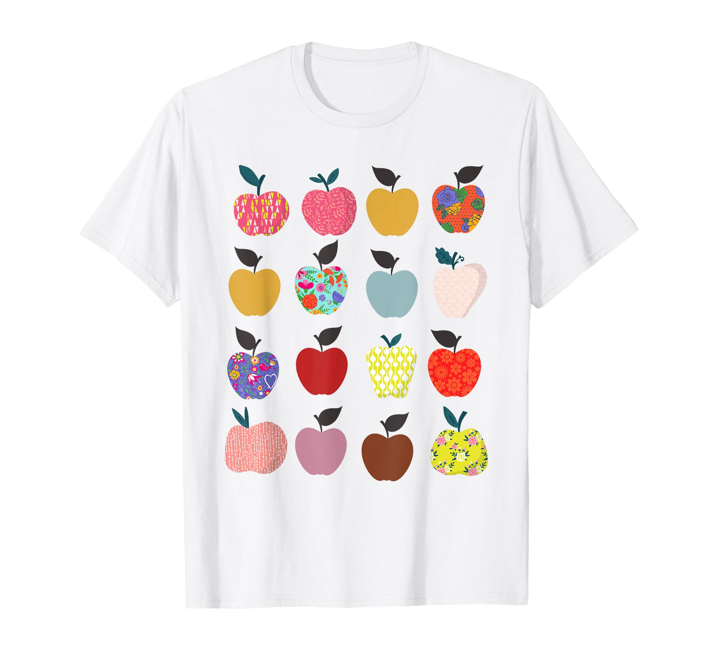 Folk Art Apples Back to school Teacher Shirt for Women Funny T-Shirt